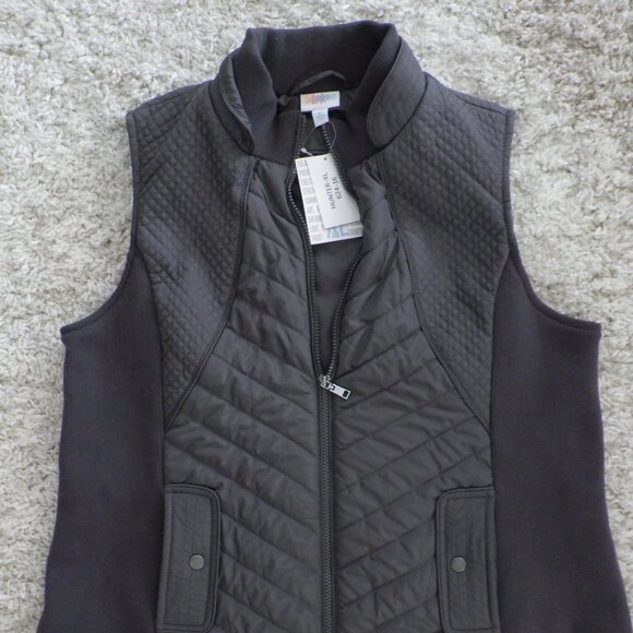 NWT LuLaRoe Hunter Quilted Vest Cabin Core Grey # 624-16 Collar Pocket Size XL - Picture 1 of 8